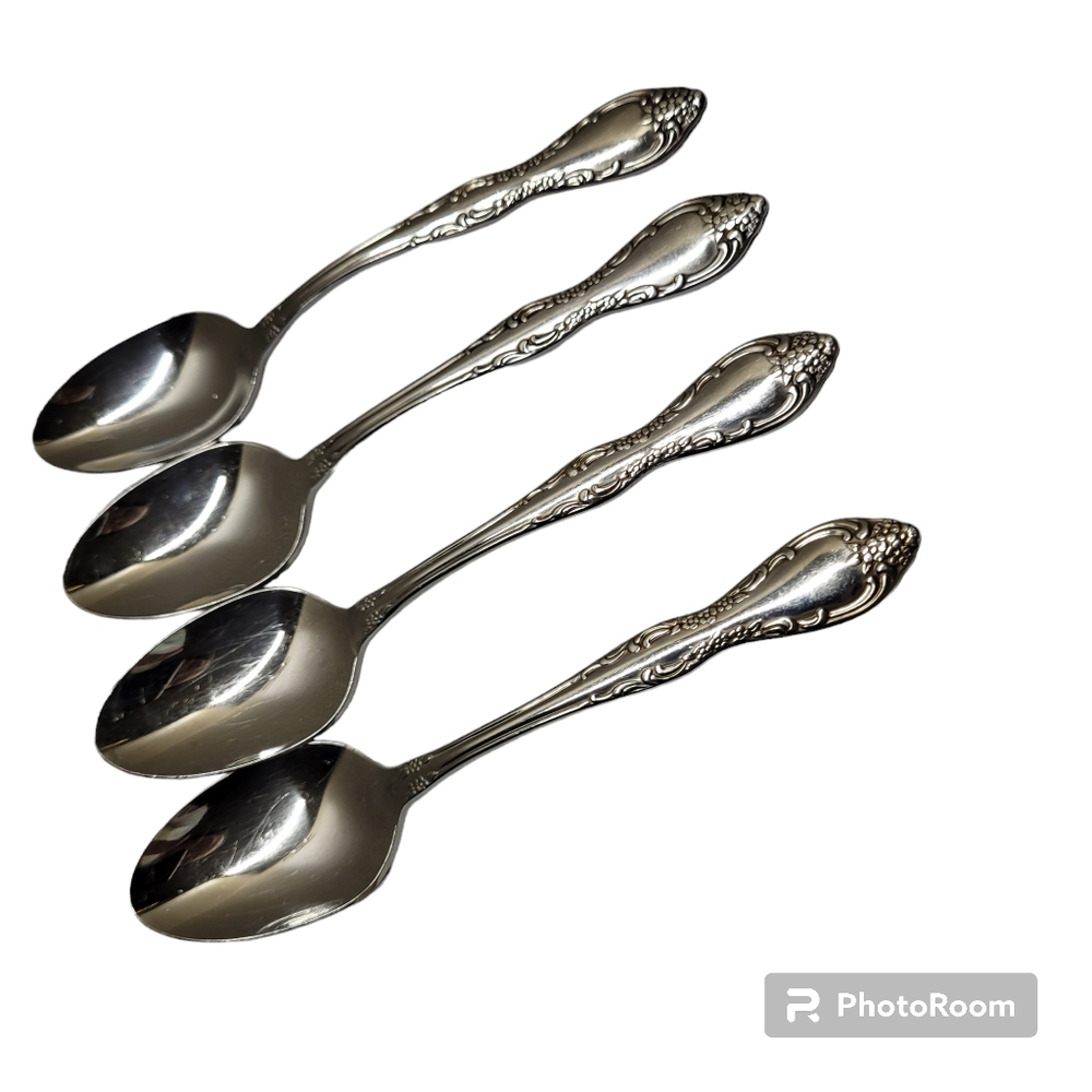 LS* Onieda silverwear 6" teaspoons Bourbon style pattern set of 4